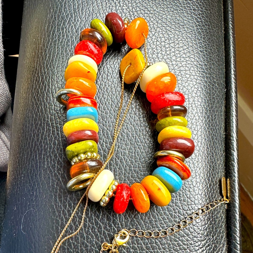 Vintage beaded button necklace